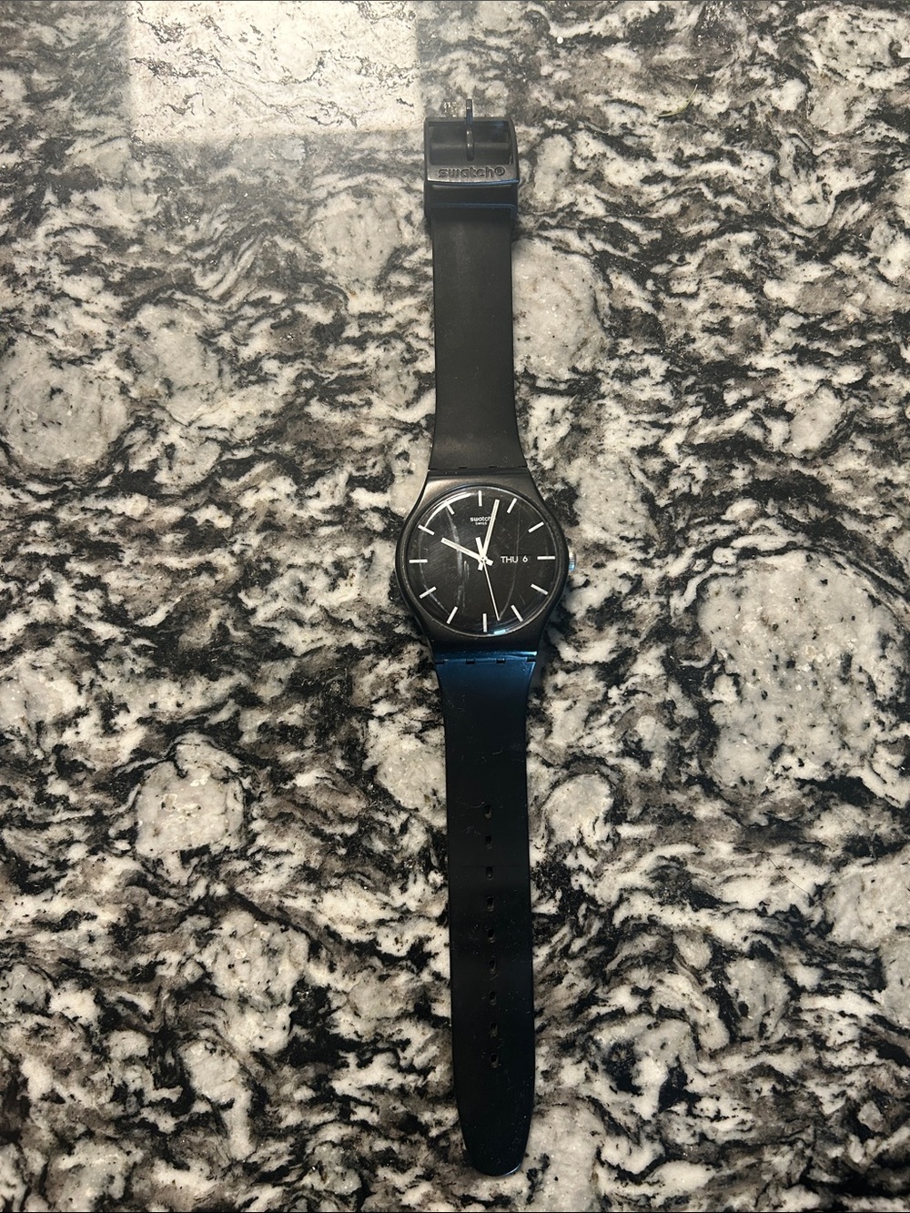 Swatch Black Silicone Day-Date Watch